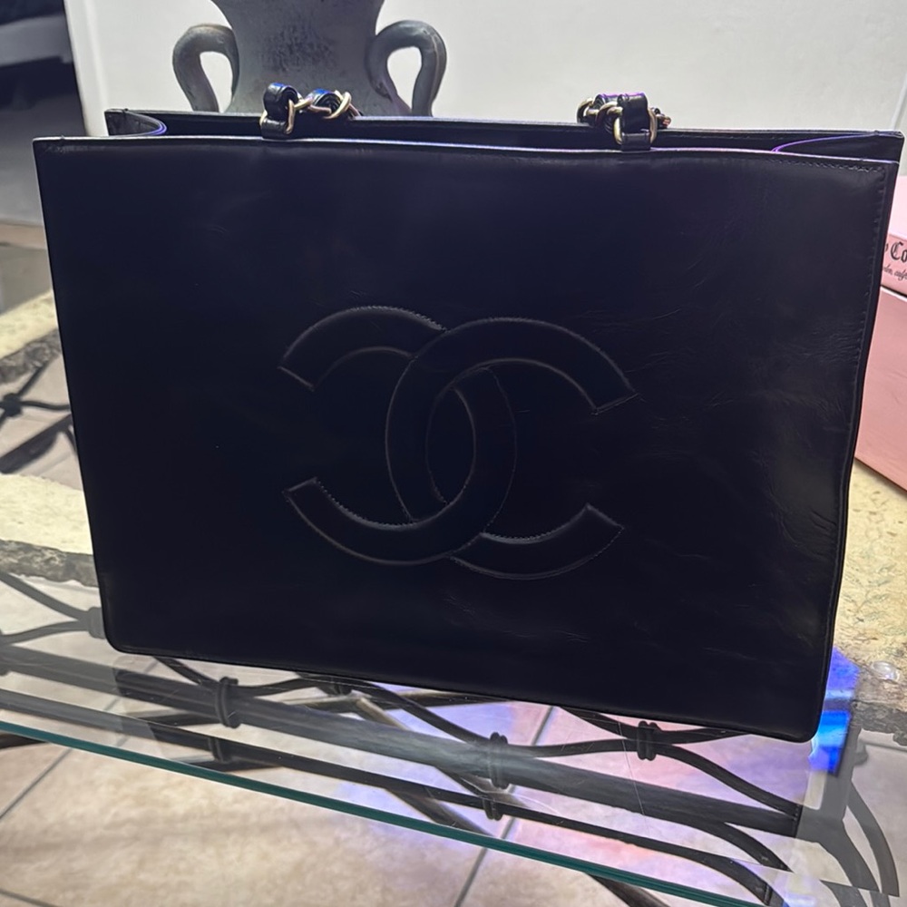 Chanel Tote Bag Lambskin Women Black